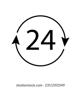 Daily Icon. 24 Hours, Routine Symbol.