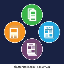 daily icons set. Set of 4 daily filled icons such as news