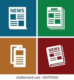 Daily icons set. set of 4 daily filled icons such as news