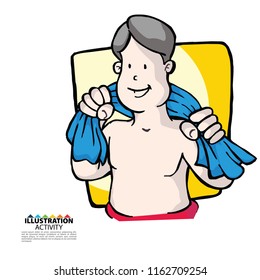 daily illustration activities, bathing 2 times a day