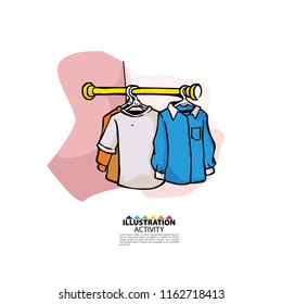 daily illustration activities, drying clothes