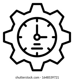 Daily Job time Managment concept, hrm symbol on white background, gear inside clock vector icon design