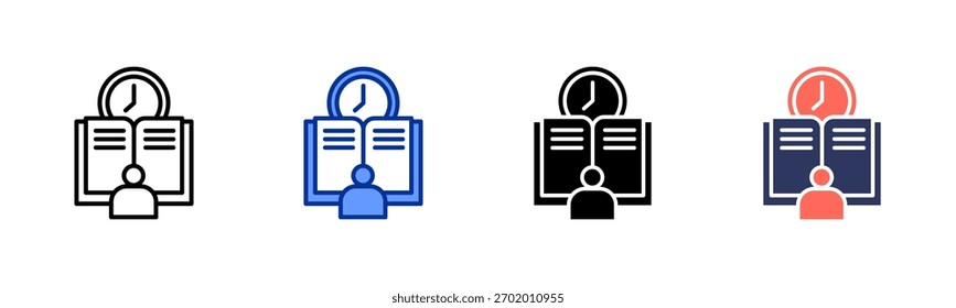 Conjunto de iconos de horario de aprendizaje diario colección de estilos múltiples