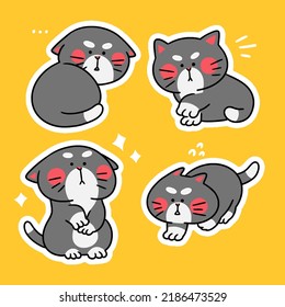 Daily Life Of Clumsy Grey Cat Digital Illustration Asset Pack