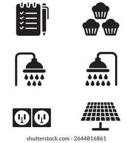 Daily Life  Energy Icons: Household Tasks, Power  Refreshment Symbols