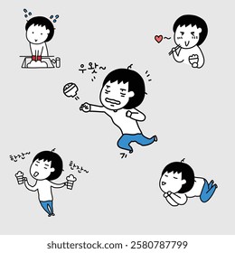 Daily Life and Fun Cartoon Character Illustration Set