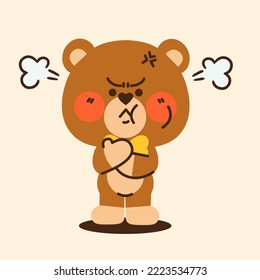 daily life of gentle teddy bear 3 character doodle vector art asset