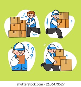 Daily Life of Hard Working Mover Digital Illustration Asset Pack Volume 1