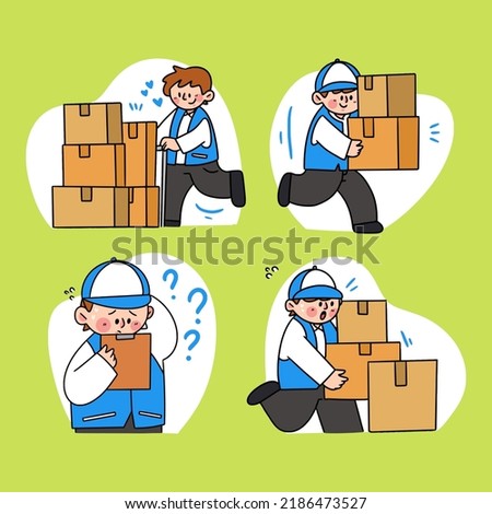 Daily Life of Hard Working Mover Digital Illustration Asset Pack Volume 1