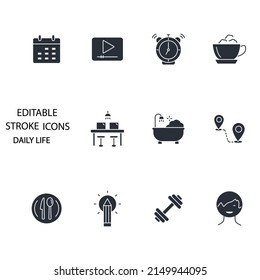 daily life icons set . daily life pack symbol vector elements for infographic web