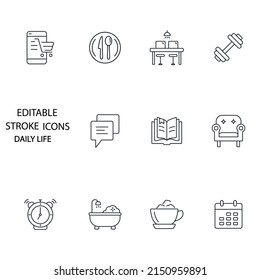 daily life icons set . daily life pack symbol vector elements for infographic web