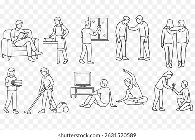  Daily Life  Kindness Minimalist Line Art Illustration Set