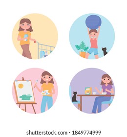 daily life routine, wake up, brush teeth, take bath and more vector illustration
