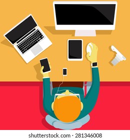 daily life technology. smart device illustration.smart phone,smart watch,smart camera