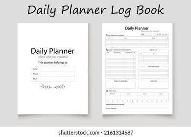 Daily logbook planner template design for KDP Interior. Low content KDP interior