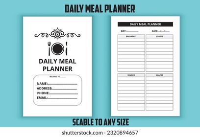 Daily meal planner. Low content kdp interior design template