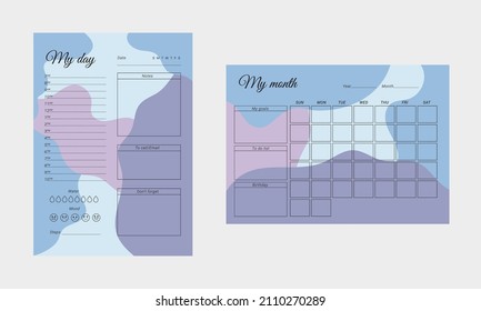 Plantilla de planificador diaria y mensual. Lista de tareas clara y simple imprimible. página Organizador de negocios. ilustración vectorial.