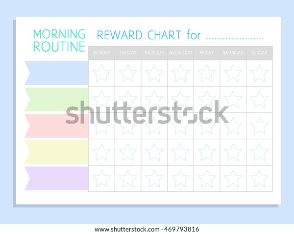 Daily Morning Routine Sticker Rewards Chart Stock Vector Royalty Free