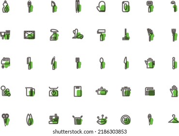 Daily necessities icon set with outline accents