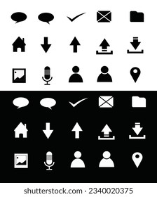 Daily needs black and white icon set.