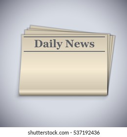 Daily News Blank Folded Newspaper Vector Template.