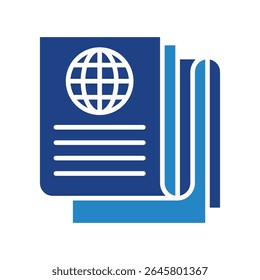 Daily News dual tone blue color mini illustration icon, use for journalist, broadcasting, news and media UI, UX kit, app and web development, digital or print.