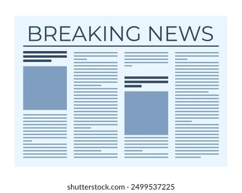 Daily news newspaper. Breaking news headline magazine. Newspaper front page design. Vector illustration