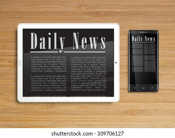 Daily News on tablet and phone, vector