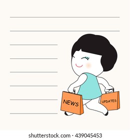 Daily News And Updates Character Paper Note illustration