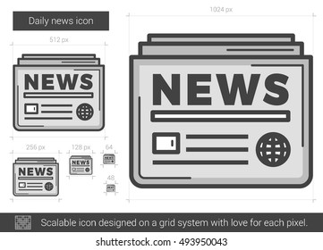 Daily news vector line icon isolated on white background. Daily news line icon for infographic, website or app. Scalable icon designed on a grid system.