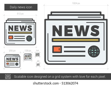 Daily news vector line icon isolated on white background. Daily news line icon for infographic, website or app. Scalable icon designed on a grid system.