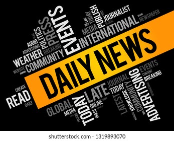 Daily News word cloud collage, business concept background