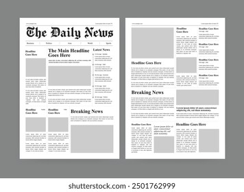 The Daily Newspaper Design Vintage Newspaper Layout Template