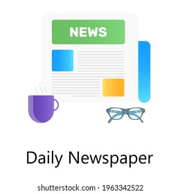 Daily newspaper flat gradient concept icon, current breaking news