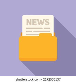Daily newspaper icon flat vector. News paper. Folded story