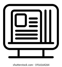 Icono diario. Esquema del icono del vector diario del periódico para el diseño web aislado en fondo blanco