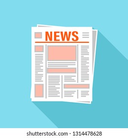 Daily newspaper, icon. Vector illustration on blue background