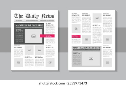 Daily newspaper journal design template, classic newspaper layout or magazine template. Newspaper layout. Breaking world news tabloid on newspaper