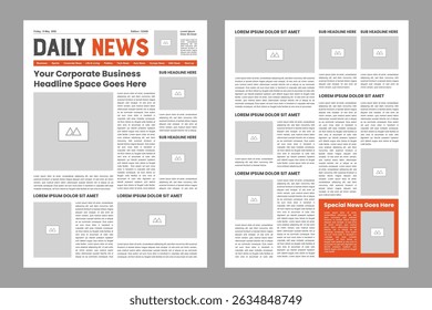 The daily newspaper layout, magazine design, newsletter template, vintage newspaper design template 