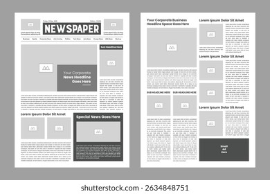 The daily newspaper layout, magazine design, newsletter template, vintage newspaper design template 