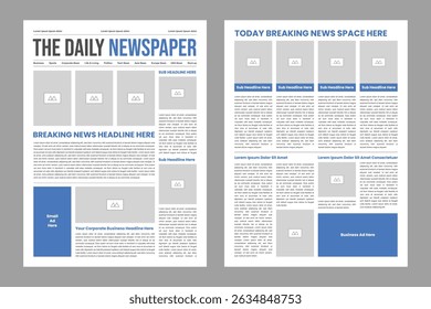 The daily newspaper layout, magazine design, newsletter template, vintage newspaper design template 