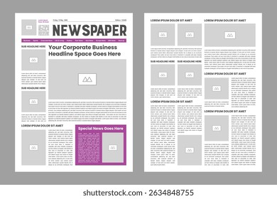 The daily newspaper layout, magazine design, newsletter template, vintage newspaper design template 