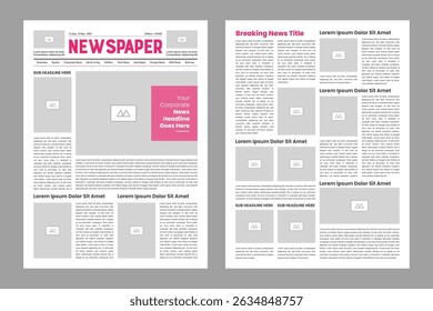 The daily newspaper layout, magazine design, newsletter template, vintage newspaper design template 