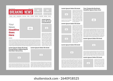 The daily newspaper layout, magazine design, newsletter template, vintage newspaper design template	
