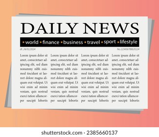 Daily Newspaper pages template, Newspaper headline, Newsprint vector illustration.