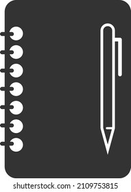Daily notebook icon vector with pen symbol 