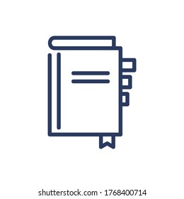 Daily notebook thin line icon. Organizer, workbook, notebook, planner isolated outline sign. Memo, schedule, business concept. Vector illustration symbol element for web design and apps