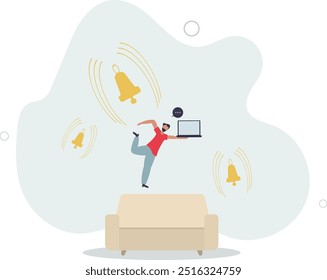 Notificações diárias e modo de foco para evitar distrações apps .Alarmes altos para compromissos, notícias e agenda recebendo .design plano com as pessoas.