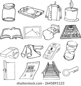Daily objects commonly found at home vector illustration
