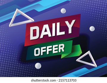 daily offer word concept vector illustration with blue lines modern futuristic 3d style for landing page template ui web mobile app poster banner flyer background gift card coupon label wallpaper